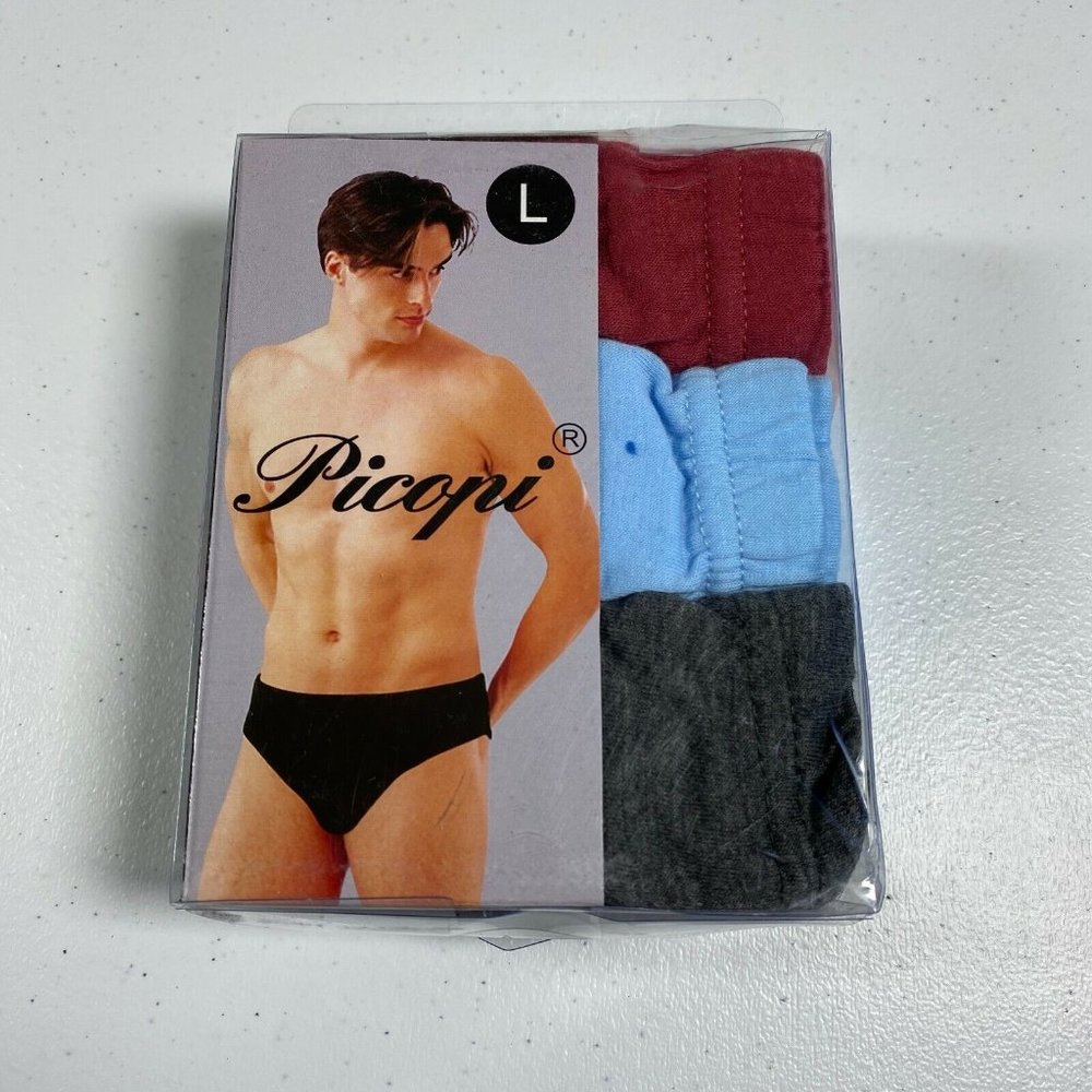 New Mens Briefs Low Rise Size Adult Large 36-38 3 Pack Picopi Cotton Underwear B